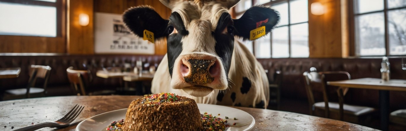Stock_Photography_a_cow_sits_at_a_table_in_a_restaurant_holds_2