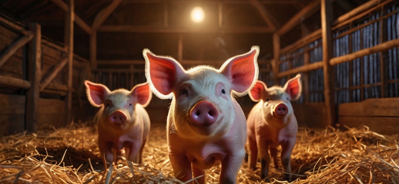 Leonardo_Kino_XL_young_piglets_in_a_stable_on_straw_a_red_ligh_3